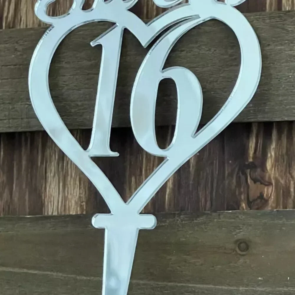 Plastic Heart Sweet 16 Cake Topper Birthday Decoration